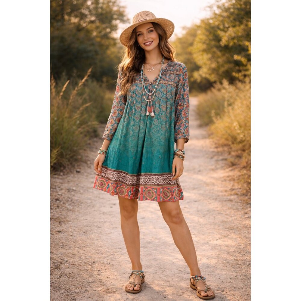 Tanvi Kedia Bohemian Tassel Tunic Dress Festival Western Size S - Picture 2 of 16